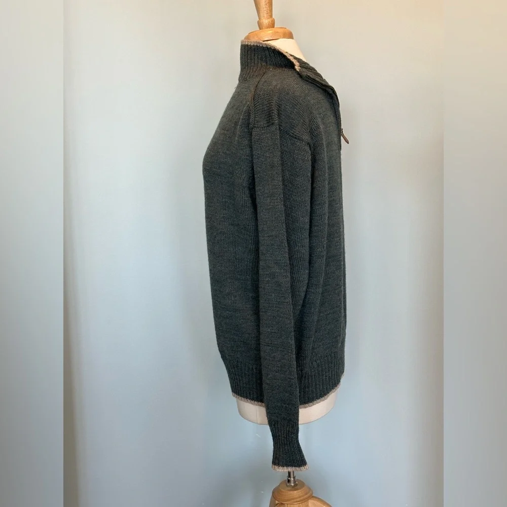 Woolovers 100% Pure British Wool 1/4 zip pullover long sleeve contrast sweater M